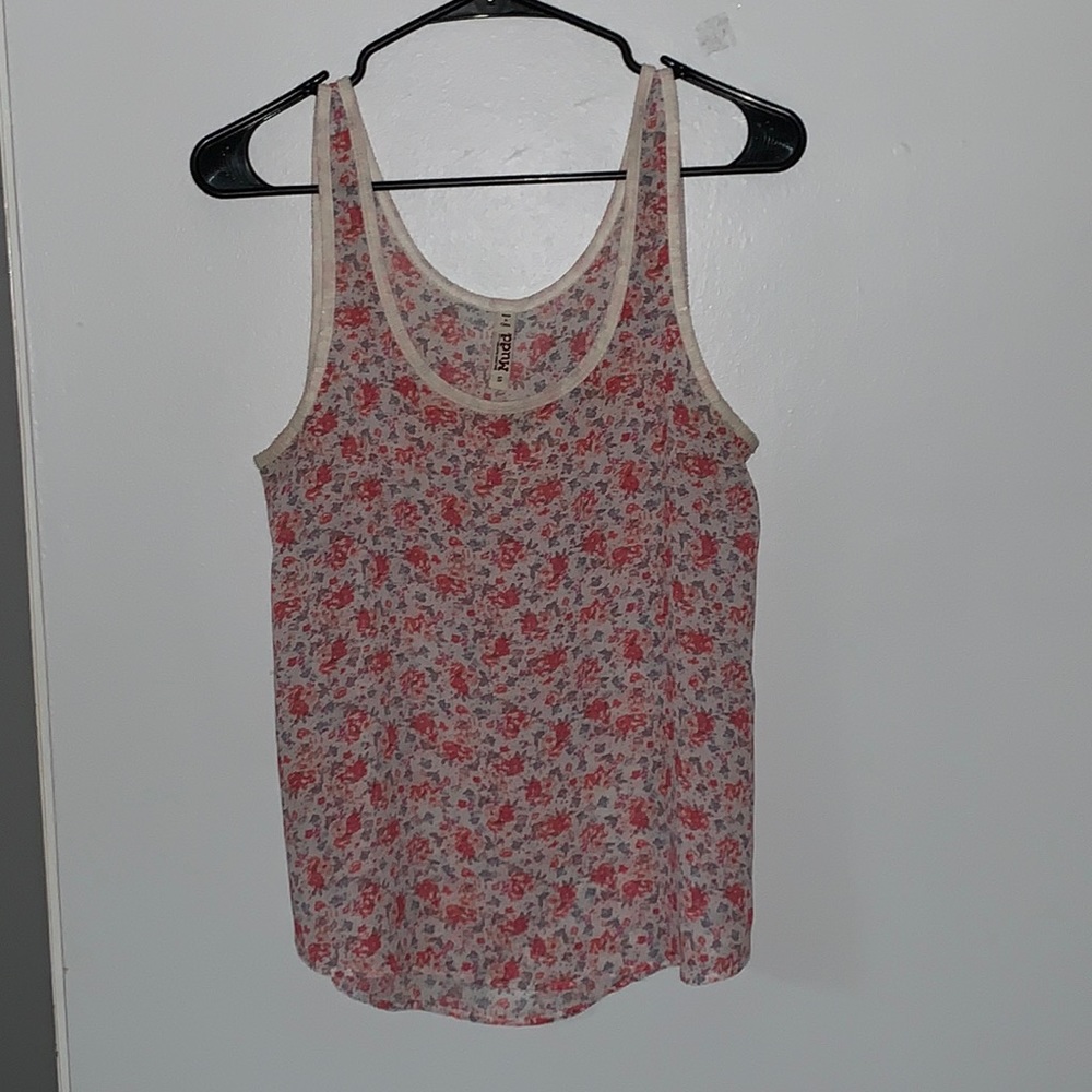 Sheer, floral tank top